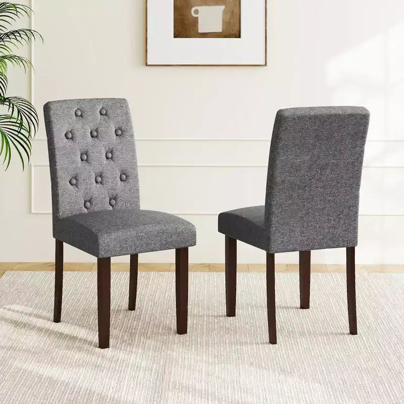 Costway Lot de 2 Chaises de Salle à Manger en Bois avec Pieds en Bois d'Hévéa, Siège Rembourré, Ressorts en S, Dossier Haut