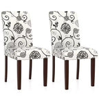 Costway Wooden Dining Chair Set of 2 w/Rubber Wood Legs Padded Seat S Springs High Back