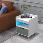 Costway Lot de 2 tables de chevet modernes avec lumières LED, compartiment ouvert et tiroir