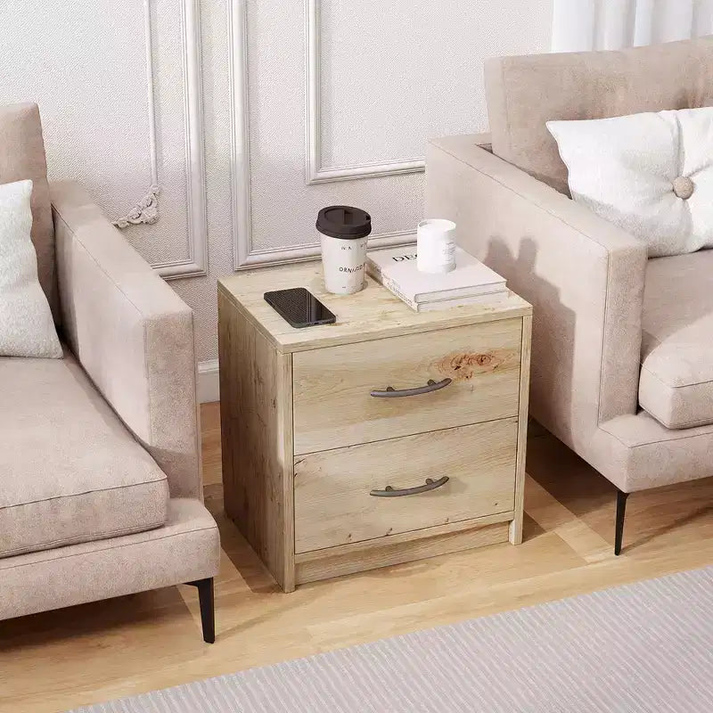 Costway Table de Chevet Moderne à 2 Tiroirs avec Rangement pour Salon Chambre à Coucher