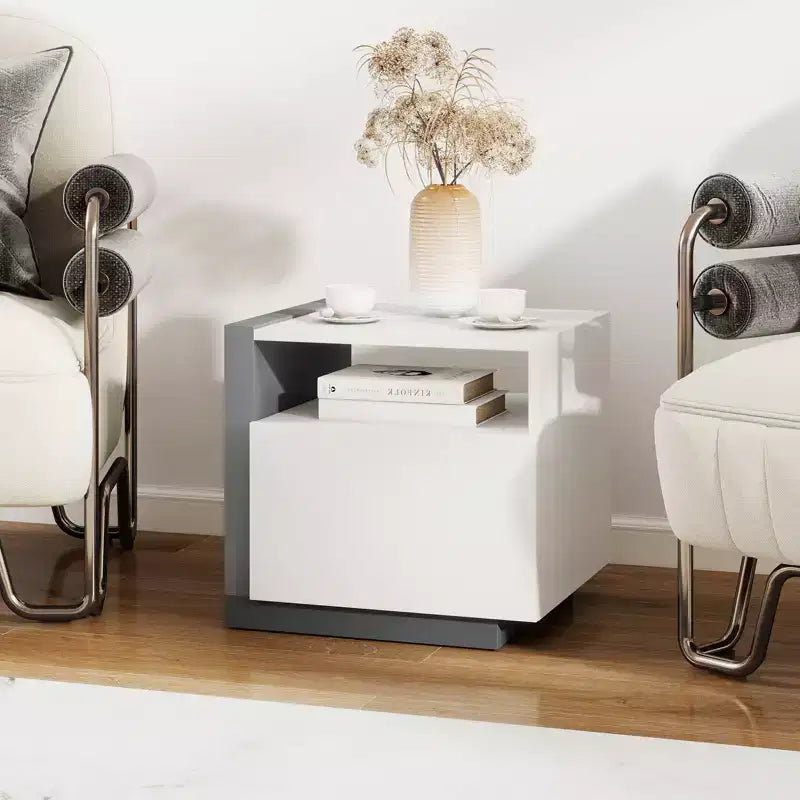 Costway Table de Chevet Moderne Minimaliste avec Tiroir Table d'Appoint Asymétrique