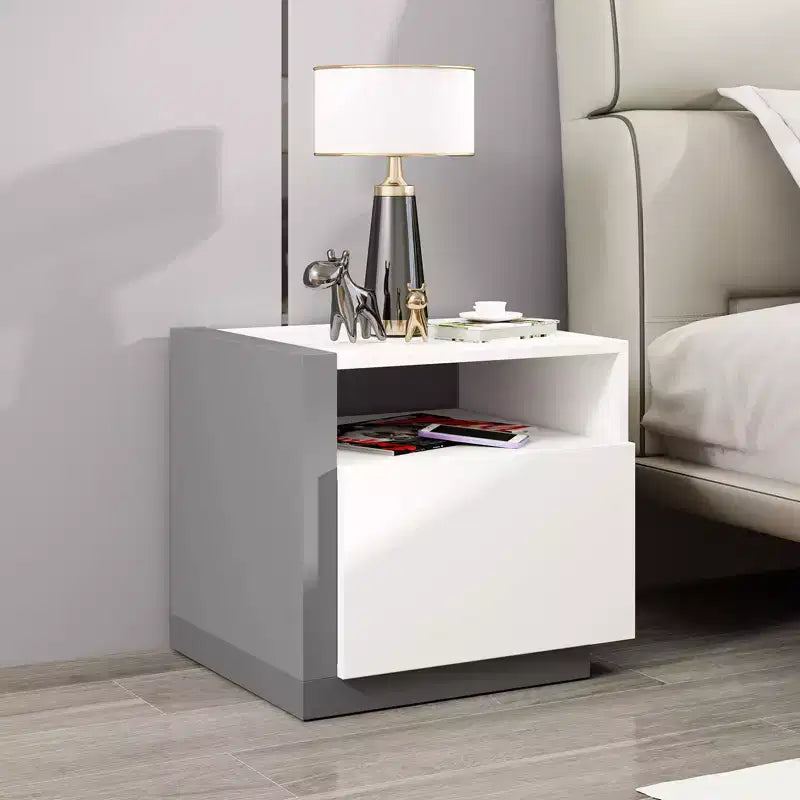 Costway Table de Chevet Moderne Minimaliste avec Tiroir Table d'Appoint Asymétrique