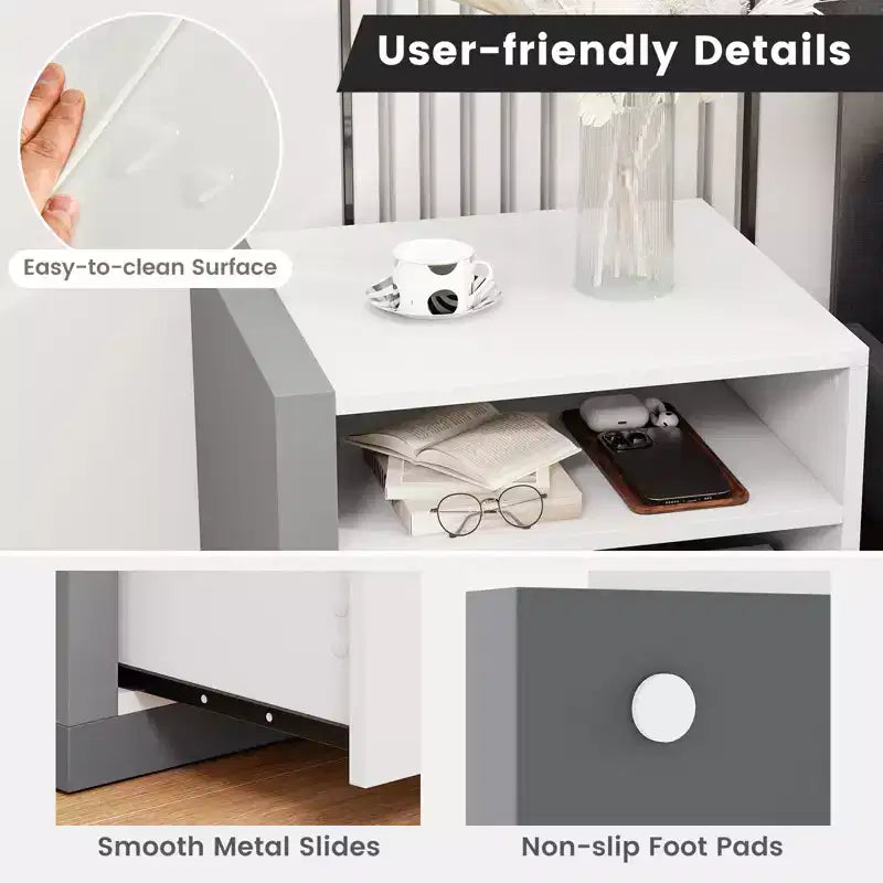 Costway Table de Chevet Moderne Minimaliste avec Tiroir Table d'Appoint Asymétrique