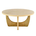36 Round Coffee Table, Wooden Cocktail Table, Farmhouse Center Sofa Side Table, Circular Tea Table for Small Spaces Living Room Office