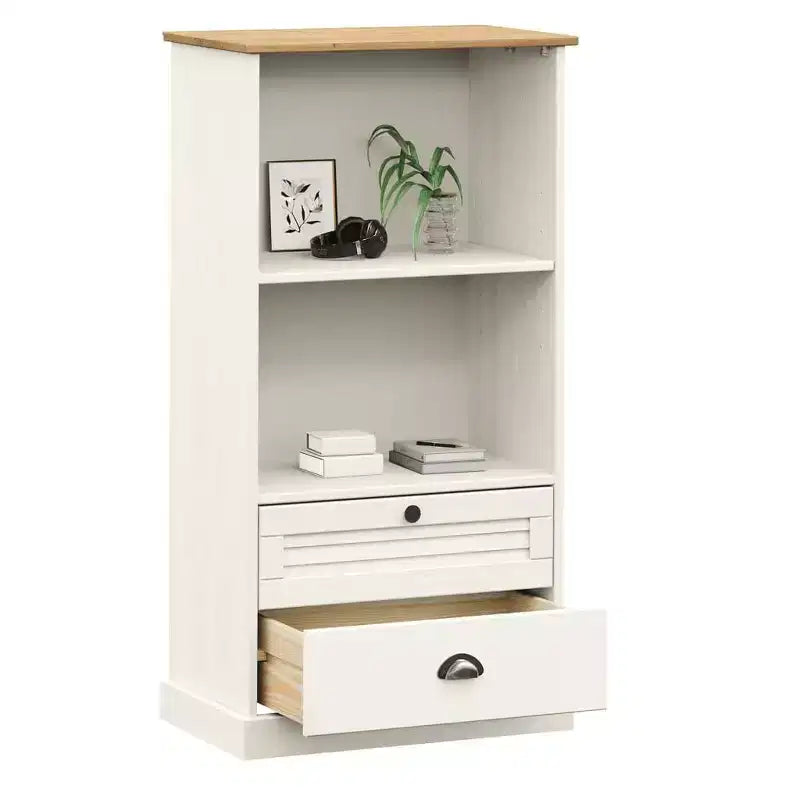 vidaXL Étagère à Livres de Rangement 2 Niveaux avec Tiroirs VIGO Bois Massif de Pin