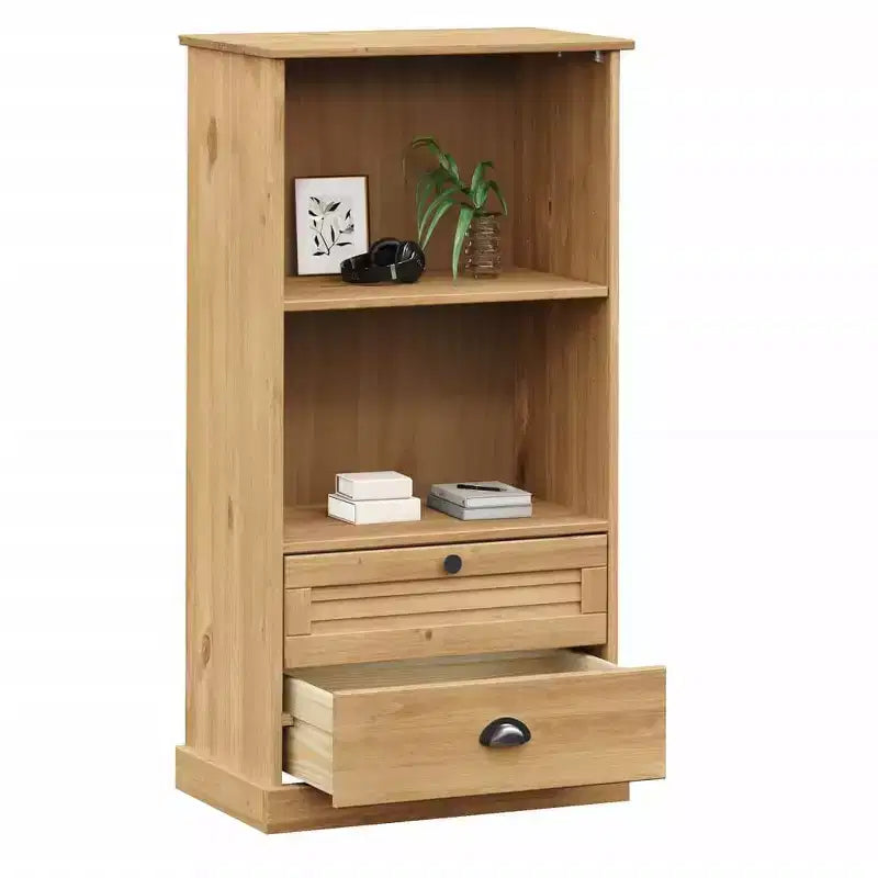 vidaXL Étagère à Livres de Rangement 2 Niveaux avec Tiroirs VIGO Bois Massif de Pin