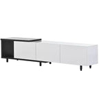 Meuble TV moderne pour téléviseurs de 80 pouces, meuble de rangement TV en bois avec 3 tiroirs, meuble TV/console multimédia avec pieds réglables et étagère ouverte