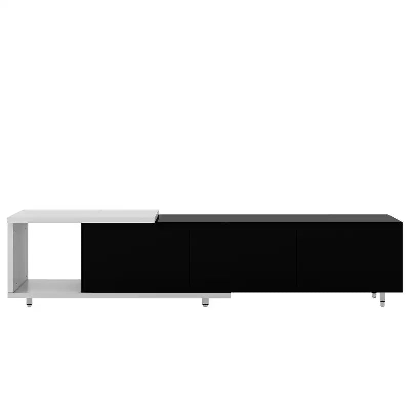 Meuble TV moderne pour téléviseurs de 80 pouces, meuble de rangement TV en bois avec 3 tiroirs, meuble TV/console multimédia avec pieds réglables et étagère ouverte