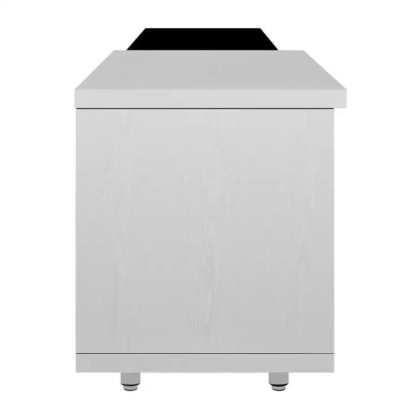 Meuble TV moderne pour téléviseurs de 80 pouces, meuble de rangement TV en bois avec 3 tiroirs, meuble TV/console multimédia avec pieds réglables et étagère ouverte