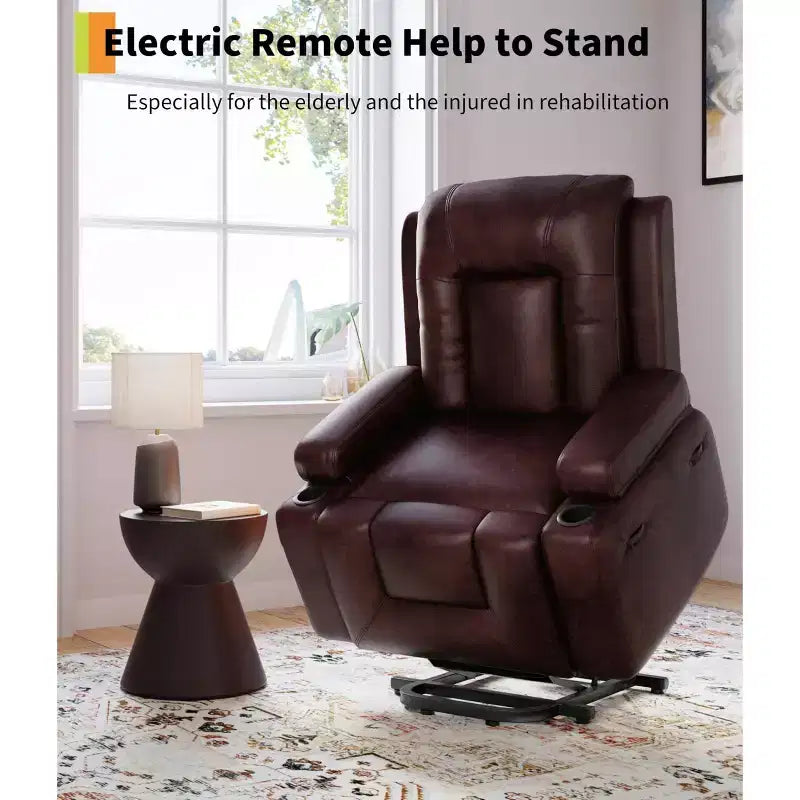 Fauteuil inclinable releveur électrique - Chaleur et massage pour personnes âgées et à mobilité réduite, dossier et jambes réglables, fauteuil releveur robuste pour seniors