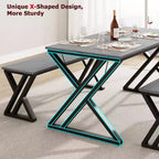 Ensemble table de salle à manger pour 4 personnes avec 2 bancs, table de cuisine rectangulaire, cadre métallique robuste, peu encombrant pour salle à manger, cuisine, appartement