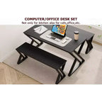 Ensemble table de salle à manger pour 4 personnes avec 2 bancs, table de cuisine rectangulaire, cadre métallique robuste, peu encombrant pour salle à manger, cuisine, appartement