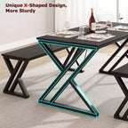 Ensemble table de salle à manger pour 4 personnes avec 2 bancs, table de cuisine rectangulaire, cadre métallique robuste, peu encombrant pour salle à manger, cuisine, appartement
