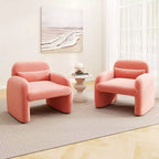 Costway Lot de 2 fauteuils d'appoint modernes en fausse fourrure avec coussin lombaire