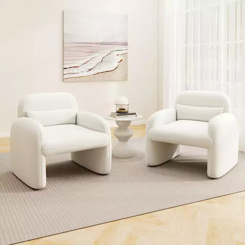 Costway Lot de 2 fauteuils d'appoint modernes en fausse fourrure avec coussin lombaire