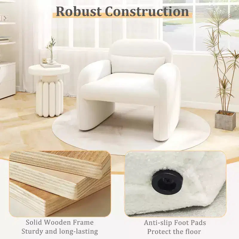 Costway Lot de 2 fauteuils d'appoint modernes en fausse fourrure avec coussin lombaire