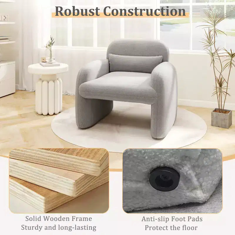 Costway Lot de 2 fauteuils d'appoint modernes en fausse fourrure avec coussin lombaire
