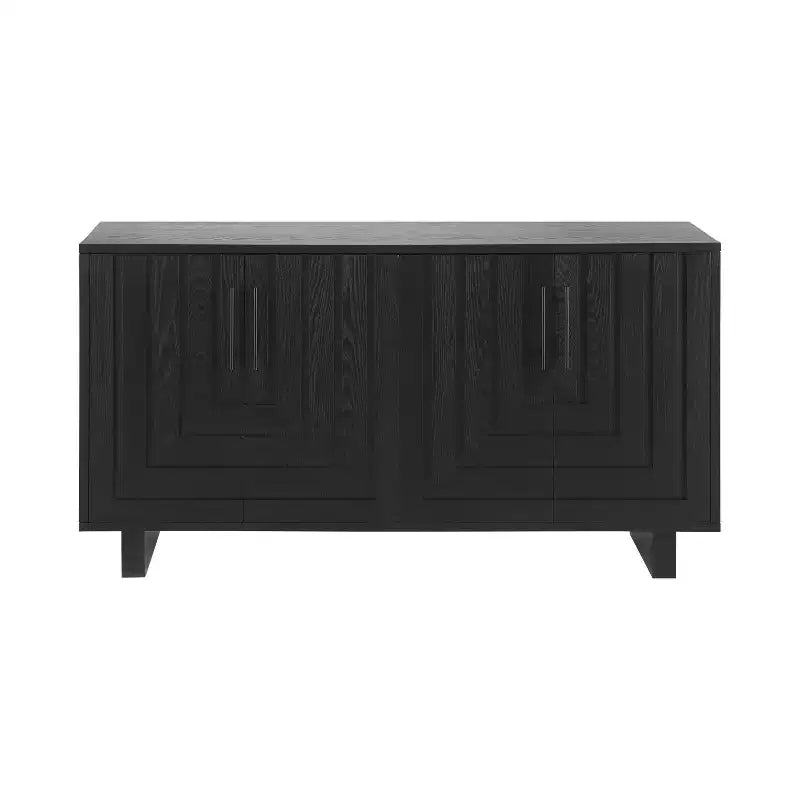 Okak Buffet en bois de style Mid-Century avec poignées métalliques, Armoire de rangement en placage de frêne pour salle à manger, cuisine