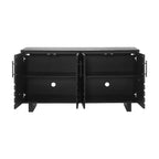 Okak Buffet en bois de style Mid-Century avec poignées métalliques, Armoire de rangement en placage de frêne pour salle à manger, cuisine