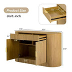 Buffet de rangement Okak Farmhouse 2 tiroirs et 2 portes pour salle à manger, salon, armoires de garde-manger de cuisine avec porte latérale incurvée