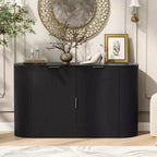 Buffet de rangement Okak Farmhouse 2 tiroirs et 2 portes pour salle à manger, salon, armoires de garde-manger de cuisine avec porte latérale incurvée