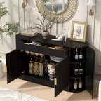 Okak Farmhouse 2-Drawer & 2-Door Sideboard Storage Cabinet for Dining Room,Living Room,Kitchen Pantry Cabinets with Curved Side Door