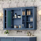 Whisen 47 Armoire de toilette à miroir, armoire à pharmacie murale avec étagère réglable