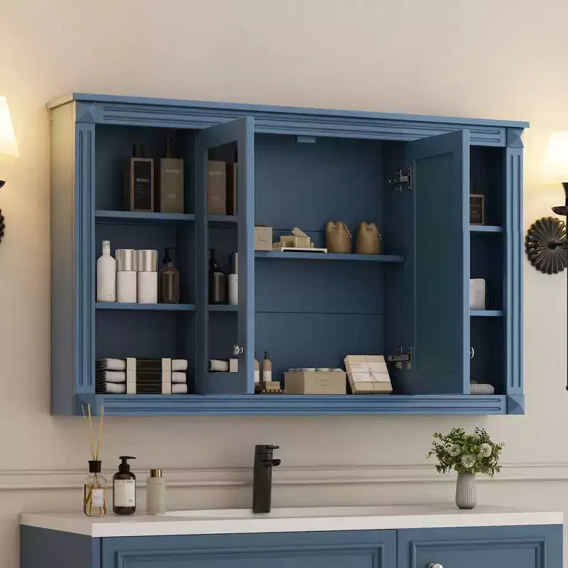 Whisen 47 Armoire de toilette à miroir, armoire à pharmacie murale avec étagère réglable