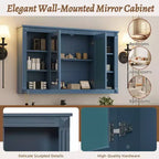 Whisen 47 Armoire de toilette à miroir, armoire à pharmacie murale avec étagère réglable