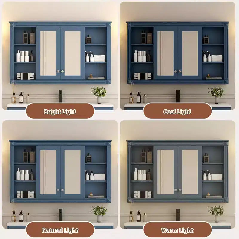 Whisen 47 Armoire de toilette à miroir, armoire à pharmacie murale avec étagère réglable