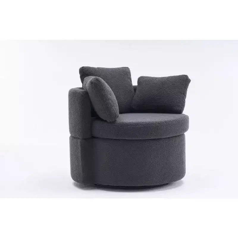 Fauteuil pivotant, fauteuil baril pivotant à 360° avec rangement, fauteuil rembourré avec coussin, chaise ronde moderne pour salon et chambre