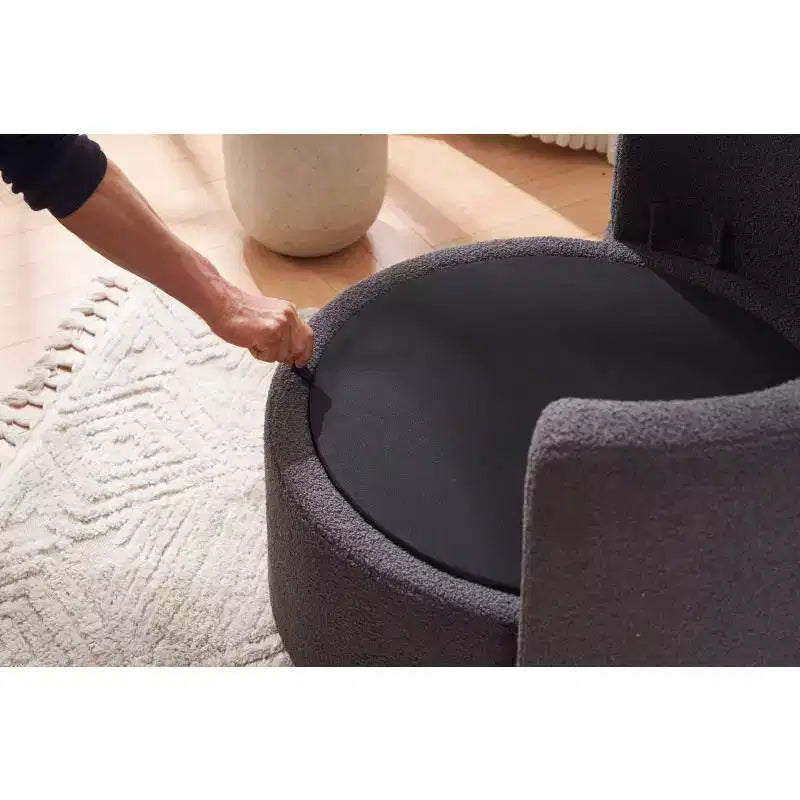 Fauteuil pivotant, fauteuil baril pivotant à 360° avec rangement, fauteuil rembourré avec coussin, chaise ronde moderne pour salon et chambre