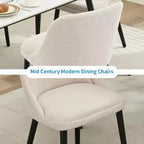 Chaises de salle à manger Acekool, chaises de salle à manger rembourrées en lin, pieds en bois, sièges de cuisine et de café modernes, chaises de salle à manger confortables, beige