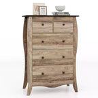 Costway Lot de 2 commodes de 96,5 cm style Ferme avec 5 tiroirs pliables en tissu et kit anti-basculement