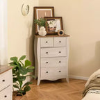 Costway Lot de 2 commodes de 96,5 cm style Ferme avec 5 tiroirs pliables en tissu et kit anti-basculement