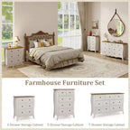 Costway Lot de 2 commodes de 96,5 cm style Ferme avec 5 tiroirs pliables en tissu et kit anti-basculement