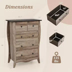 Costway Lot de 2 commodes de 96,5 cm style Ferme avec 5 tiroirs pliables en tissu et kit anti-basculement