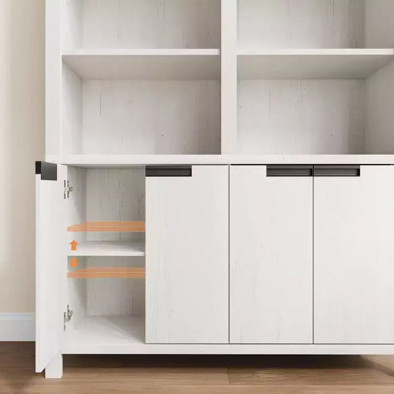 Bibliothèque de ferme de 70,7 po avec portes, étagère réglable, bibliothèque et armoire en bois à double largeur à 5 niveaux pour le salon, le bureau ou la bibliothèque