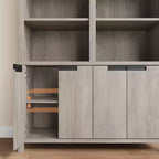 Bibliothèque de ferme de 70,7 po avec portes, étagère réglable, bibliothèque et armoire en bois à double largeur à 5 niveaux pour le salon, le bureau ou la bibliothèque
