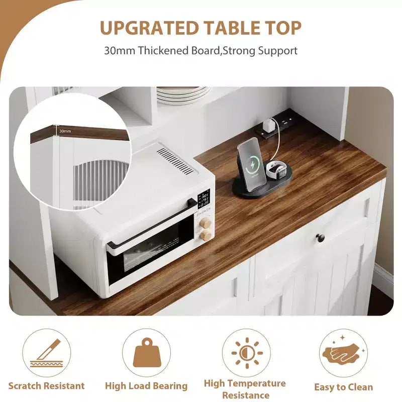 71 Armoire de cuisine avec station de recharge, Grand buffet de cuisine avec tiroirs de rangement pour salon, salle à manger
