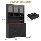 71 Armoire de cuisine avec station de recharge, Grand buffet de cuisine avec tiroirs de rangement pour salon, salle à manger