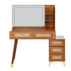 Coiffeuse Okak de 47 po avec miroir réglable à 3 modes, coiffeuse avec tiroir en rotin, table de toilette pour chambre à coucher, salon