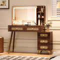 Coiffeuse Okak de 47 po avec miroir réglable à 3 modes, coiffeuse avec tiroir en rotin, table de toilette pour chambre à coucher, salon