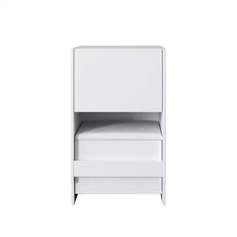 Coiffeuse 3-EN-1 Okak avec plateau en verre visible et miroir rabattable, coiffeuse de maquillage avec 3 tiroirs et 1 tabouret, coiffeuse compacte pour chambre, blanc