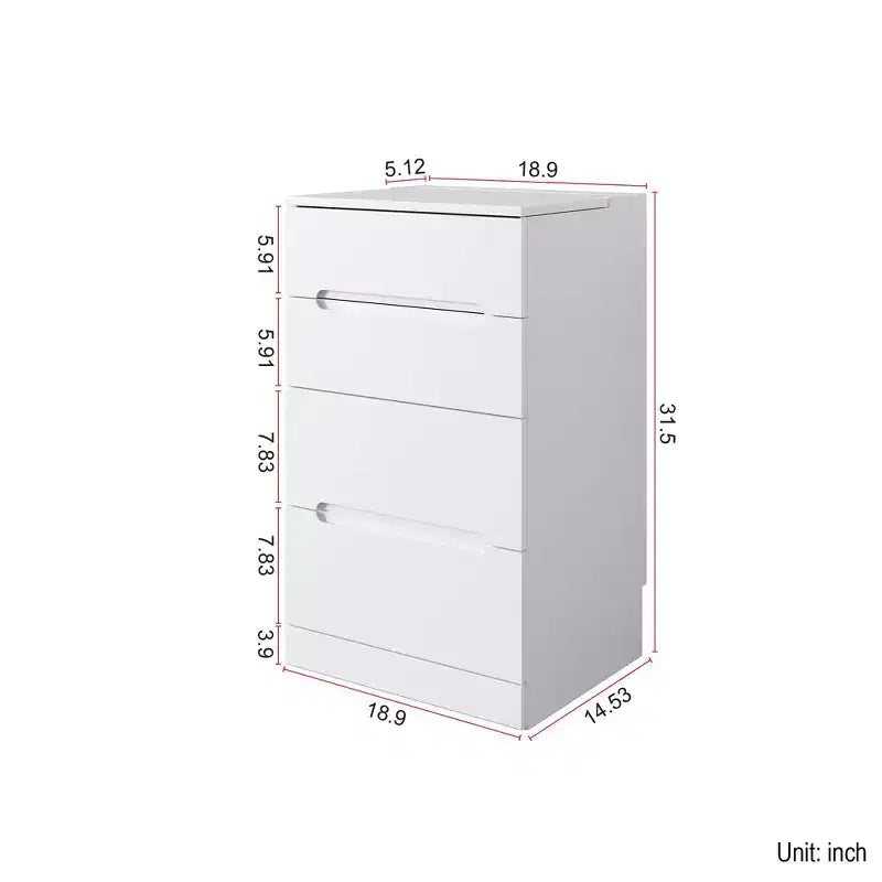 Coiffeuse 3-EN-1 Okak avec plateau en verre visible et miroir rabattable, coiffeuse de maquillage avec 3 tiroirs et 1 tabouret, coiffeuse compacte pour chambre, blanc