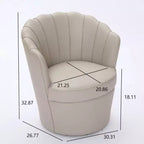 Fauteuil pivotant TUYOHW Petal, fauteuil d'appoint avec base métallique rotative, cannelé incurvé, fauteuil de bureau à dossier ailé en cuir véritable pour bureau, salon
