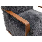 Fauteuil d'appoint en fausse fourrure TUYOHW de 72 cm de large, fauteuil de salon rembourré avec accoudoirs incurvés en bois, ressorts ensachés, fauteuil pour salon, chambre à coucher