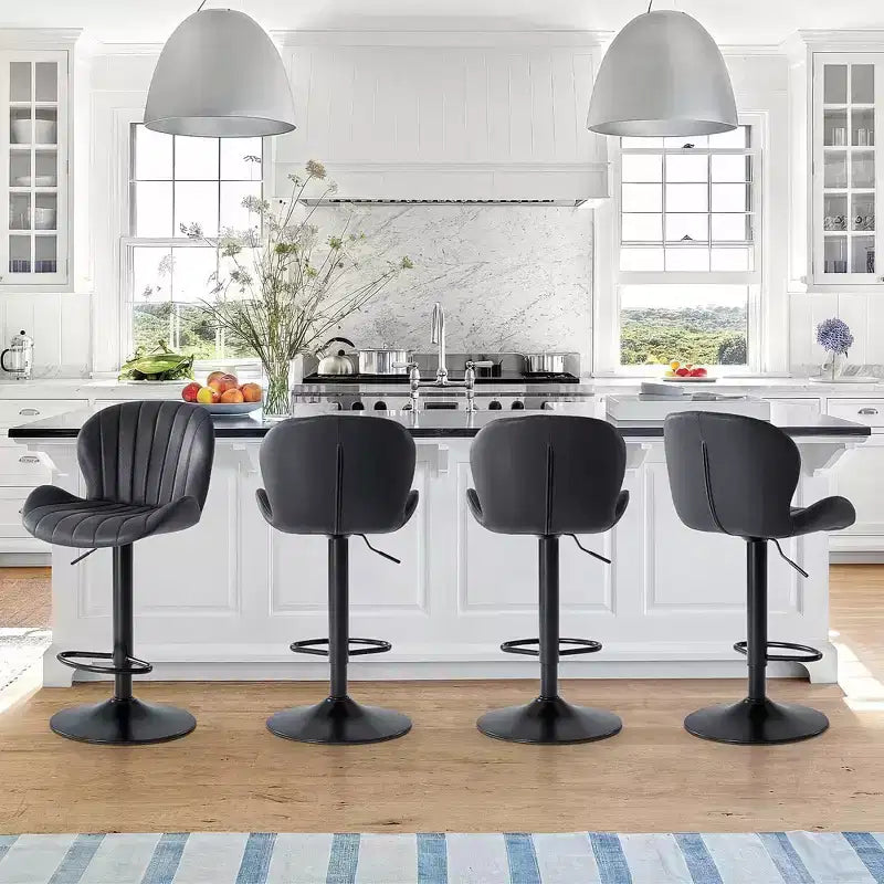 Lot de 2 tabourets de bar réglables en hauteur en similicuir TUYOHW, chaises de bar pivotantes avec repose-pieds, chaises de comptoir pour cuisine, bureau, bar à domicile
