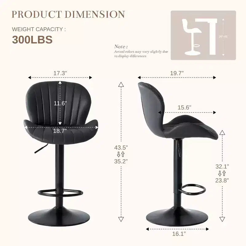 Lot de 2 tabourets de bar réglables en hauteur en similicuir TUYOHW, chaises de bar pivotantes avec repose-pieds, chaises de comptoir pour cuisine, bureau, bar à domicile
