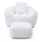 Fauteuil poire TUYOHW en forme de coquillage avec pouf, ensemble fauteuil de relaxation et repose-pieds en fausse fourrure, grand canapé de sol pour adultes